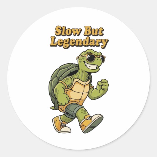 Retro Turtle Slow But Legendary Vinyl Sticker (Voorkant)