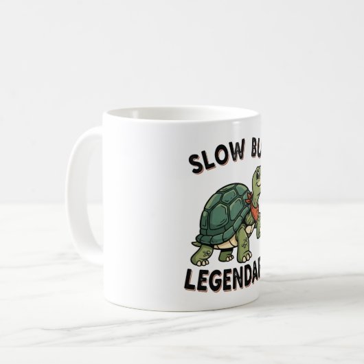 Retro Turtle Slow Legend White Coffee Mug Koffiemok (Voorkant links)