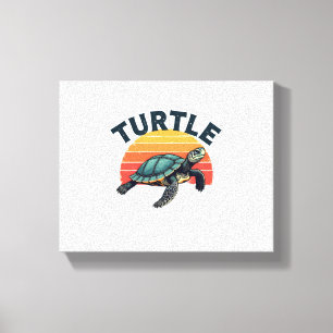Retro Turtle T-shirt Canvas Afdruk