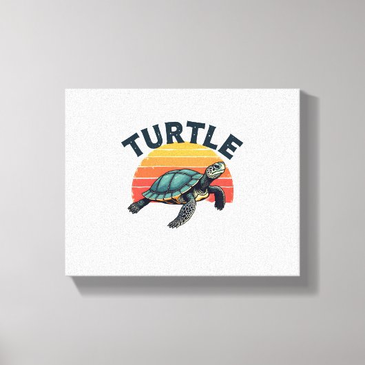 Retro Turtle T-Shirt Canvas Afdruk (Voorkant)