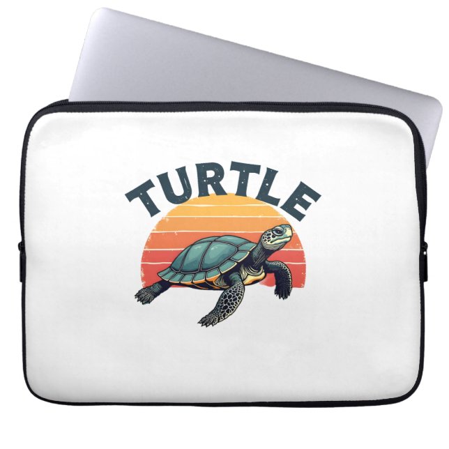 Retro Turtle T-Shirt Laptop Sleeve (Voorkant)