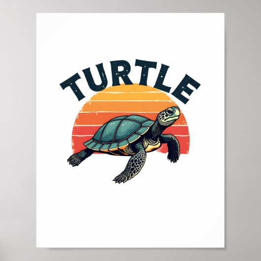 Retro Turtle T-Shirt Poster (Voorkant)