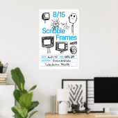 Retro TV Doodle Art Print Scribble Frames Poster (Thuiskantoor)