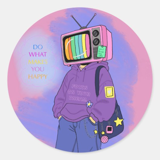 Retro TV dopamine sticker (Voorkant)