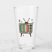 Retro-tv Drink glas | Moderne Atomi uit het midden (Voorkant)