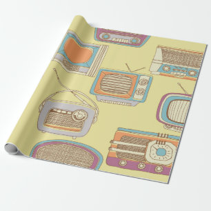 retro tv en radio. naadloos patroon cadeaupapier