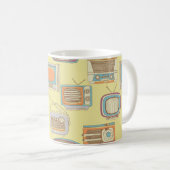retro tv en radio. naadloos patroon koffiemok (Voorkant rechts)