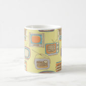 retro tv en radio. naadloos patroon koffiemok (Center)