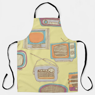 retro tv en radio. naadloos patroon schort