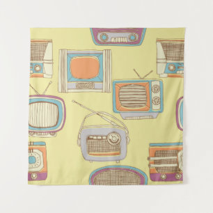 retro tv en radio. naadloos patroon wandkleed