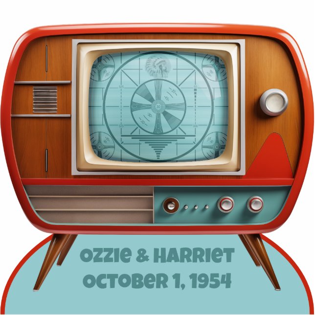 Retro TV Foto Sculptuur Afbeelding Lijst Staand Fotobeeldje (Voorkant)