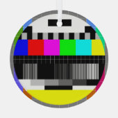 Retro TV geen signaalillustratie. Glas Ornament (Achterkant)