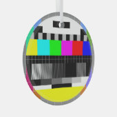 Retro TV geen signaalillustratie. Glas Ornament (Voorkant Rechts)