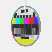 Retro TV geen signaalillustratie. Glas Ornament (Voorkant links)