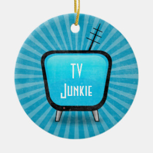 Retro TV Junkie Keramisch Ornament