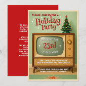 Retro TV Kerstvakantie Kerstfeest Uitnodiging (Voorkant / Achterkant)