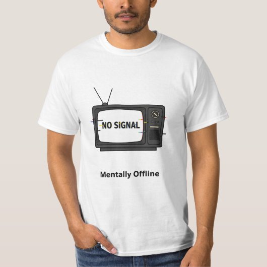 Retro TV "Mentally Offline" Glitch Graphic T-shirt (Voorkant)