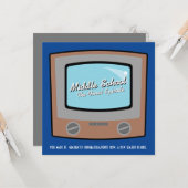 retro tv middelbare school AFSTUDEREN gefeliciteer Kaart (Voorkant / Achterkant in situ)