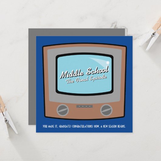 retro tv middelbare school AFSTUDEREN gefeliciteer Kaart (Voorkant / Achterkant in situ)