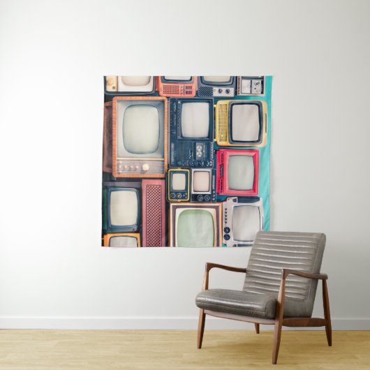 Retro TV receivers set from circa 60s, 70s and 80s Wandkleed (In Situ (horizontaal))