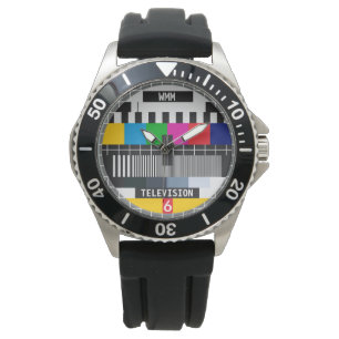 Retro TV Test Kaart Pattern Horloge