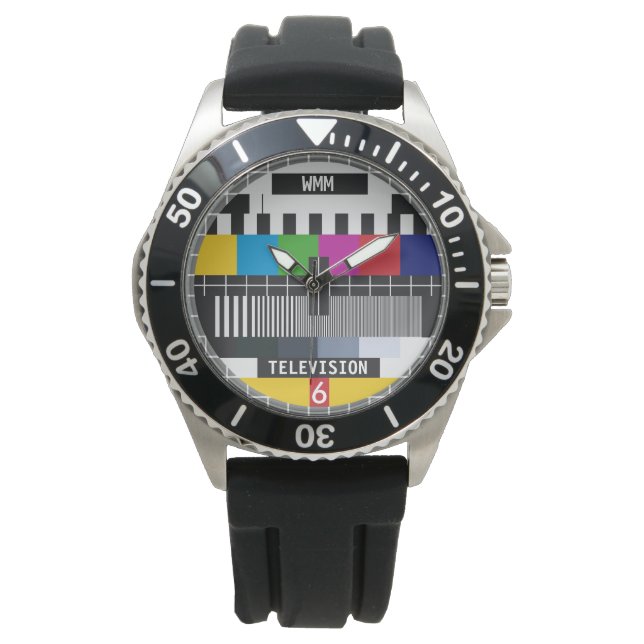  Retro TV Test Kaart Pattern Horloge (Voorkant)