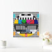 Retro TV Test Kaart Pattern Vierkante Klok (Huis)
