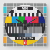  Retro TV Test Kaart Pattern Vierkante Klok (Voorkant)