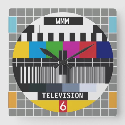 Retro TV Test Kaart Pattern Vierkante Klok (Voorkant)