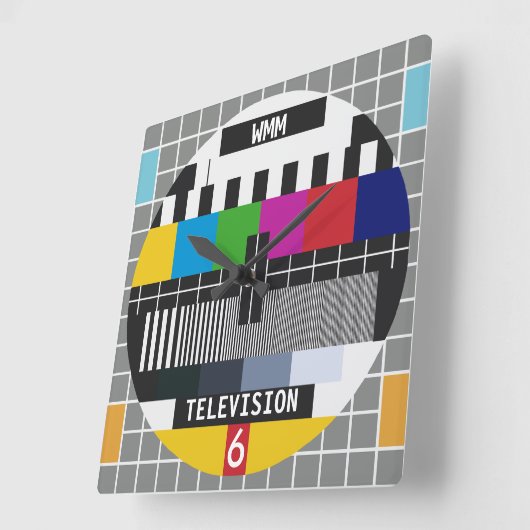 Retro TV Test Kaart Pattern Vierkante Klok (Hoek)