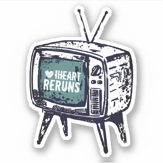 retro tv-toestel I hartherhalingen Sticker (Voorkant)