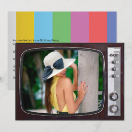 Retro TV-verjaardagsfeest Kaart