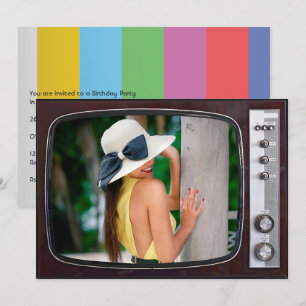 Retro TV-verjaardagsfeest Kaart