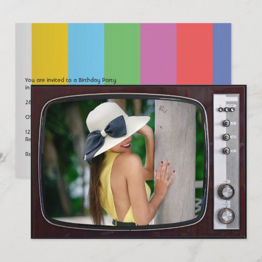 Retro TV-verjaardagsfeest Kaart (Voorkant / Achterkant)