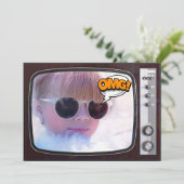 Retro TV Verjaardagsfeestje Kaart (Staand voorkant)