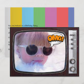 Retro TV Verjaardagsfeestje Kaart (Voorkant / Achterkant)