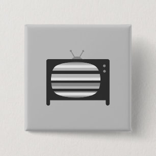 Retro-tv Vierkante Button 5,1 Cm