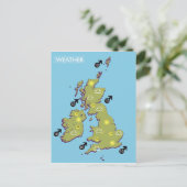Retro TV Weather Map van de Britse eilanden. Briefkaart (Staand voorkant)