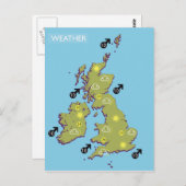Retro TV Weather Map van de Britse eilanden. Briefkaart (Voorkant / Achterkant)