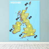 Retro TV Weather Map van de Britse eilanden. Canvas Afdruk (Insitu (Houten vloer))