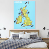 Retro TV Weather Map van de Britse eilanden. Canvas Afdruk (Insitu (Slaapkamer))
