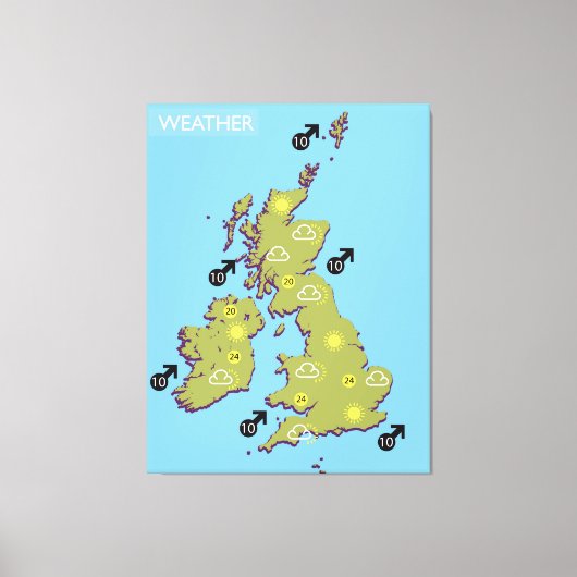 Retro TV Weather Map van de Britse eilanden. Canvas Afdruk (Voorkant)
