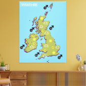 Retro TV Weather Map van de Britse eilanden. Canvas Afdruk (Insitu (Woonkamer))