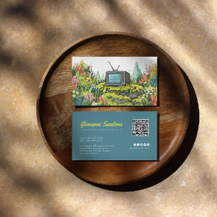 Retro TV Weide Creatieve QR Zakelijke kaart Visitekaartje