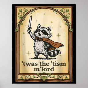 Retro Twas The Tism Lord Funny Wizard Raccoon Aut Poster