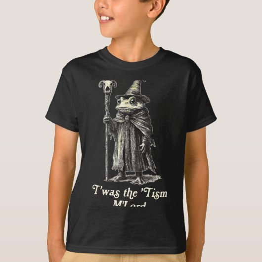Retro T'was The tism M'lord Funny Witch Frog Graph T-shirt (Voorkant)