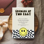 Retro Twee Fast Boy 2e Verjaardagsfeestje geruit Kaart