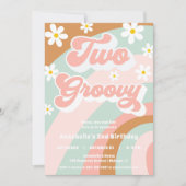 Retro TWEE groovy 2e verjaardag pastels daisy girl Kaart (Voorkant)