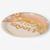 Retro twee groovy baby verjaardagspapieren borden papieren bordje (Gekanteld)