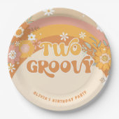 Retro twee groovy baby verjaardagspapieren borden papieren bordje (Voorkant)
